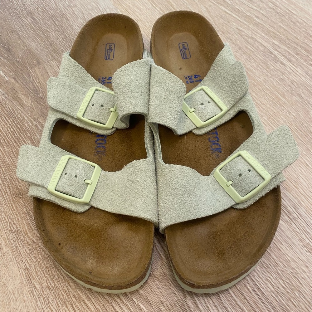 Birkenstock Green Sandals with Cork Sole and Adjustable Straps